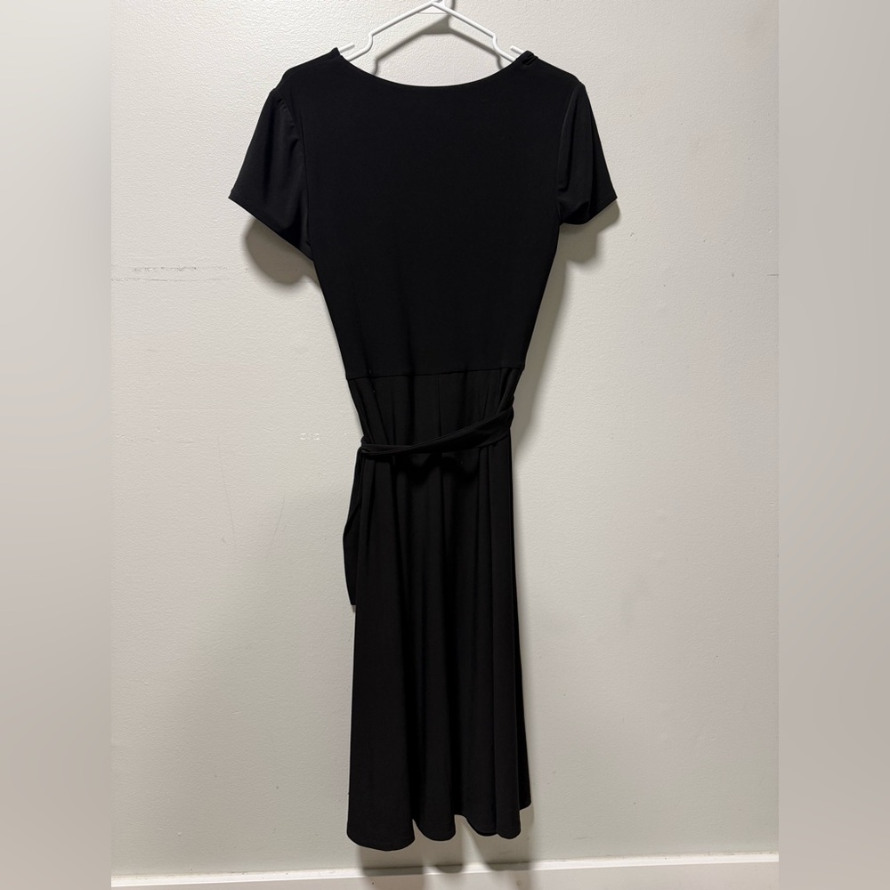 Eliza J Black Midi Wrap Dress - Picture 3 of 7